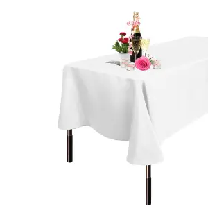 Neel Blue Rectangular Tablecloth 178cm x 366cm - White