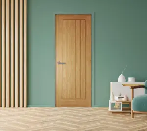 Unglazed Cottage White oak veneer Internal Timber Fire door, (H)1981mm (W)762mm (T)44mm