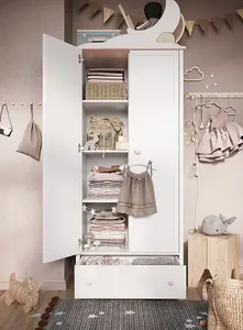 Categorical and Elegant Luna Hinged Wardrobe in White Matt and Pink (H)1960mm (W)850mm (D)520mm - Ideal for Any Garment Collection