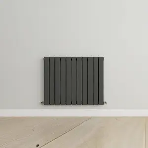 Horizontal Anthracite Double Flat Panel Radiator (H) 600 mm x (W) 748 mm, 3716 BTU.