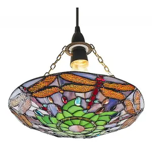 Traditional Multi-Coloured Dragonfly Tiffany Glass Pendant Shade