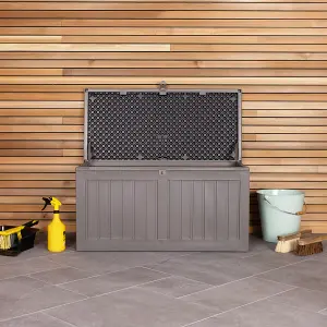 Charles Bentley 190L Outdoor Garden Plastic Storage Box, Grey