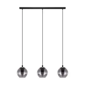 Pendant Ceiling Light Colour Black Shade Black Transparent Glass Vaporized E27 3x40W