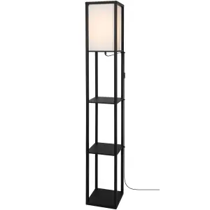 GoodHome Hartland Matt Black & white Floor lamp