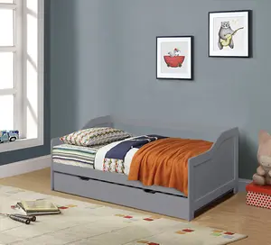 3ft Single Grey Wooden Trundle Bed