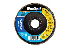 Blue Spot Tools - 115mm (4.5") 80 Grit Aluminium Oxide Flap Disc (Header Card)