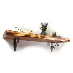 Wooden Shelf with Bracket WOZ 190x140mm Silver 225mm Burnt Length of 100cm