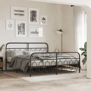 Berkfield Metal Bed Frame without Mattress with Footboard Black 193x203cm