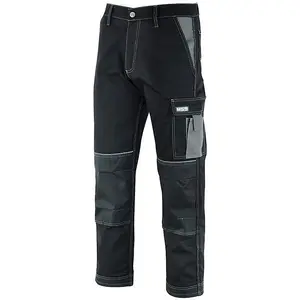 MS9 Mens Cargo Combat Work Working Trouser Trousers Pants Jeans with Multifuncational Pockets, Black - 36W/30L