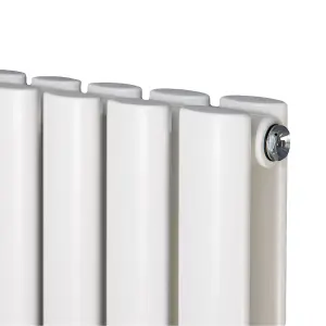 Nes Home 1800 x 360 mm Central Connection Vertical Designer Radiator White Double Oval Tube