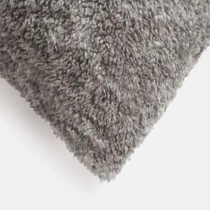 4 Pack Teddy Marl Fleece Cushion Covers, Charcoal - 45 x 45cm