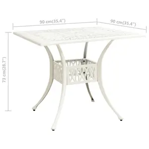 Berkfield Garden Table White 90x90x73 cm Cast Aluminium