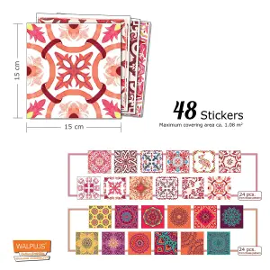 Walplus Chilli Mandala Vintage Combo Mix Tile Stickers