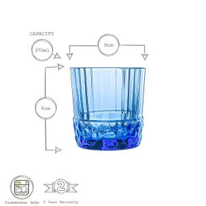 Bormioli Rocco - America '20s Water Glasses - 370ml - Sapphire Blue - Pack of 6