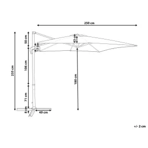 Cantilever Parasol 2.5 x 2.5 m Burgundy MONZA