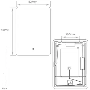 500 x 700mm IP44 Backlit Bathroom Mirror - Demister & Shaver Socket Tunable LED