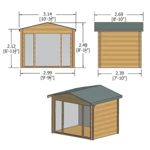 Shire Epping 10x8 ft Toughened glass & 2 windows Apex Wooden Cabin with Tile roof - Assembly service included