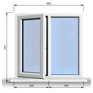 995mm (W) x 995mm (H) PVCu StormProof Casement Window - 1 LEFT Opening Window -  Toughened Safety Glass - White