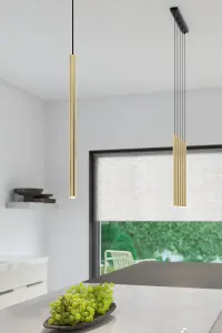 Pastelo Steel Golden Gloss 3 Lights Modern Pendant Ceiling Light