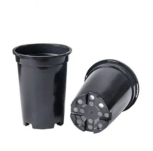 Deep Rose Pots Quality Plastic Plant Pot Tall Black Strong Flower  1.7 Litre x 6 Pots