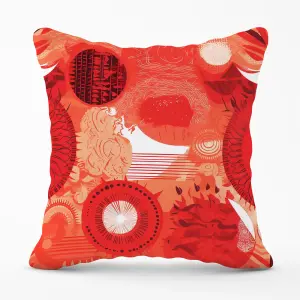 Abstract Red Sun pattern Cushions 45cm x 45cm