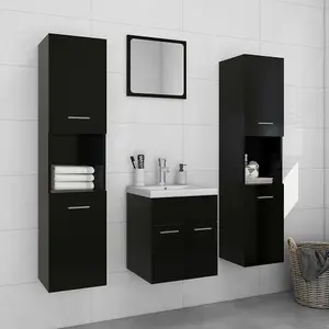 Berkfield Bathroom Furniture Set Black Engineered Wood