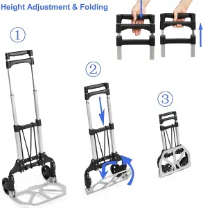 80kg Heavy Duty Folding Aluminium Hand Truck Trolley on Wheels Sack Cart