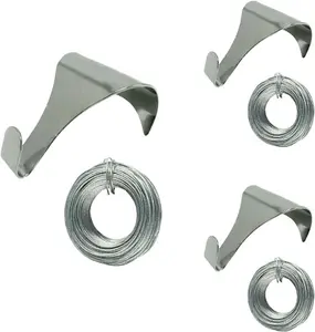 Picture Rail Hooks Dado Rail Picture Hooks Chrome Moulding Hooks 3m Chrome Wire for Picture Rail Wall Hanging Decoration 10pc