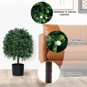 Costway Artificial Boxwood Topiary Ball Tree Faux Bushes Ball Plants w/ UV Rated Leaves