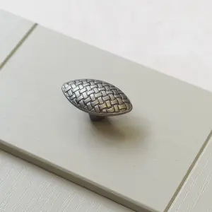 Pewter Oval Weave Cabinet Knob