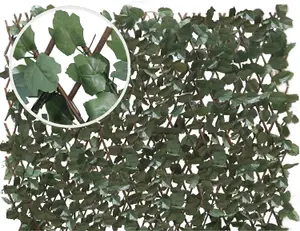 Artificial Faux Ivy Hedge Maple Leaf Screening Fence  Ivy on Willow Trellis Privacy Decorative Expandable Fence 2mx 1m Garden