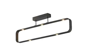 Luminosa MOKA LED 7 Light LED Semi Flush Light Brown 2450lm 3000K Dimmable 80x26x6.5cm