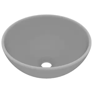 Berkfield Luxury Bathroom Basin Round Matt Light Grey 32.5x14 cm Ceramic