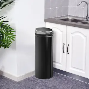 Stainless Steel 50 Litre Motion Sensor Rubbish Bin Black