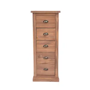 Tirolo 5 Drawer Narrow Chest of Drawers Brass Cup Handle