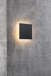 Nordlux Artego Square Outdoor Patio Terrace Garden Wall Light In Black (Height) 15cm