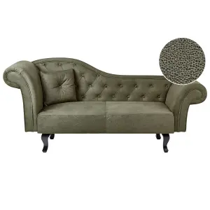 Left Hand Velvet Chaise Lounge Olive Green LATTES II