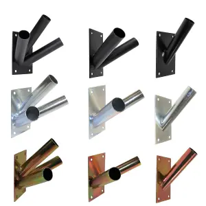 Single Flag Pole Holder - Wall Mounted Flag Pole Bracket, Galvanised (Gold), Rust and Weather Resistant, Heavy Duty