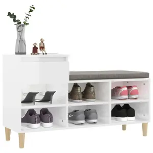 Berkfield Shoe Cabinet High Gloss White 102x36x60 cm Engineered Wood