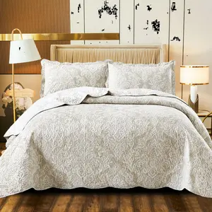 Casim Microfiber Bedspread with Pillowcases Beige / Double