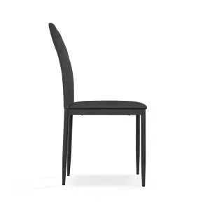 Set Of 6 Monza Fabric Dining Chair Modern Padded Seat Metal Legs Kitchen (Charcoal)