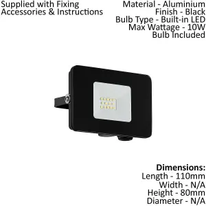 IP65 Outdoor Wall Flood Light Black Adjustable 10W Built in LED Porch Lamp