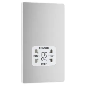 BG Evolve Brushed Steel Dual Voltage Shaver Socket 115/240V