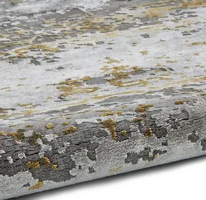 Grey Ochre Abstract Modern Easy To Clean Rug For DiningRoom Bedroom and Living Room -160cm X 220cm