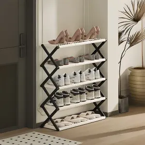 White 5-Tier Foldable Shoe Rack for Home and Dorm