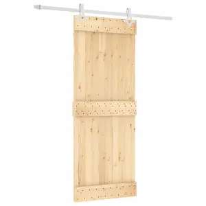 Berkfield Sliding Door with Hardware Set 80x210 cm Solid Wood Pine