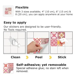 Walplus Moroccan Rose Red Mosaic Tile Stickers PVC