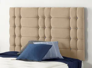 Somnior Bliss Plush Beige Divan Bed Base With 2 Drawers And Headboard - Small Single