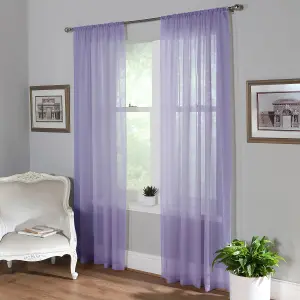 Home Curtains Voile Slot Top Panels 59w x 48d" (149x122cm) Lavender (PAIR)