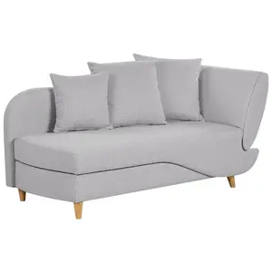 Right Hand Fabric Chaise Lounge with Storage Light Grey MERI II